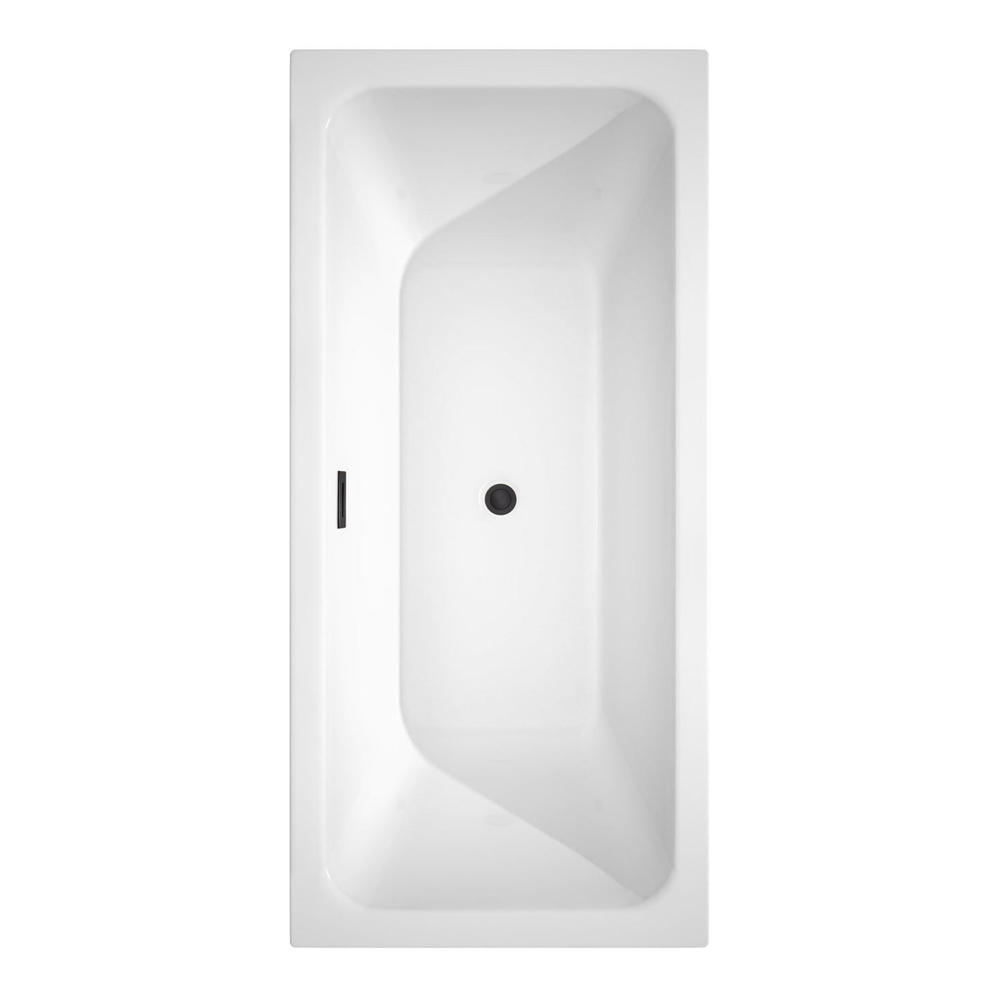 Wyndham Collection Galina 67" Freestanding Bathtub in White With Matte Black Drain and Overflow Trim