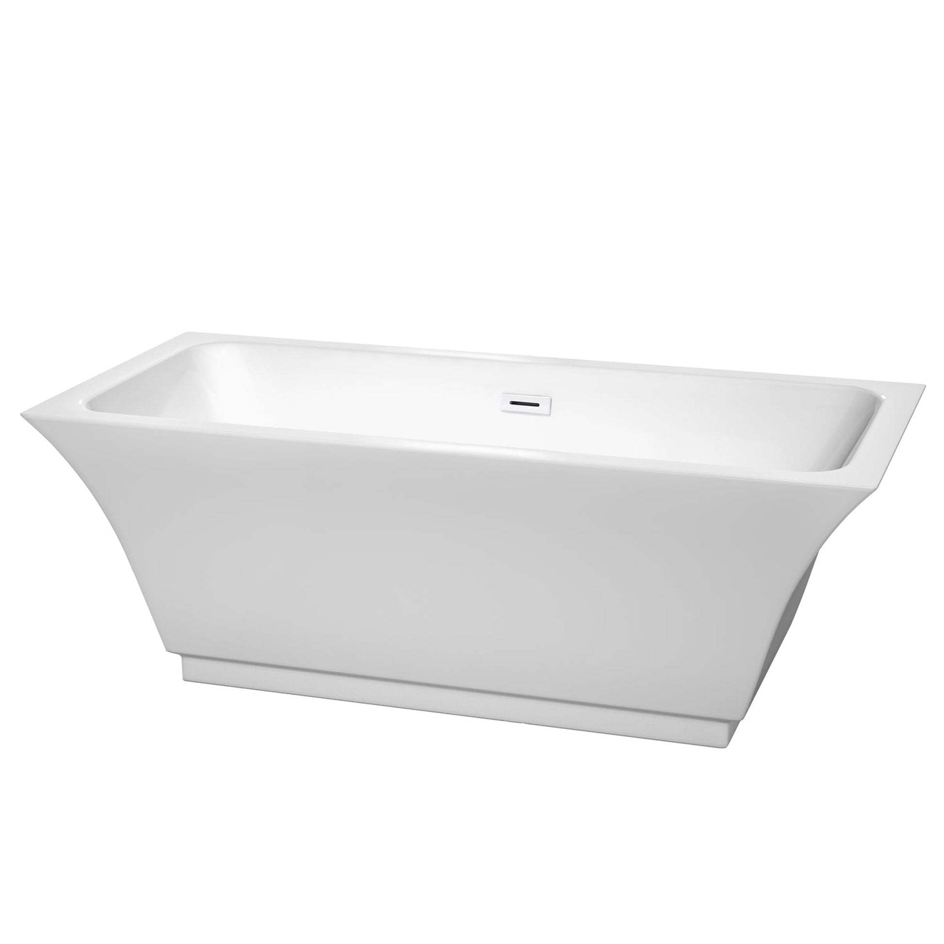 Wyndham Collection Galina 67" Freestanding Bathtub in White With Shiny White Drain and Overflow Trim