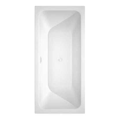 Wyndham Collection Galina 67" Freestanding Bathtub in White With Shiny White Drain and Overflow Trim