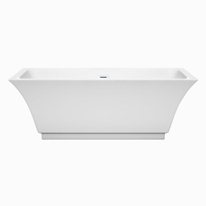 Wyndham Collection Galina 67" Freestanding Bathtub in White With Shiny White Drain and Overflow Trim