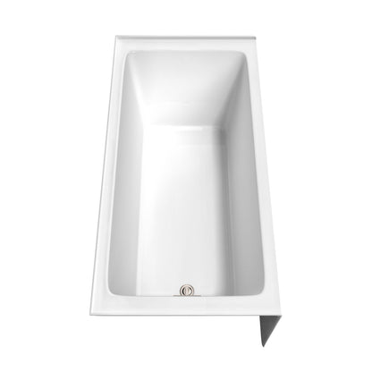 Wyndham Collection Grayley 60" x 30" Alcove Bathtub in White With Left-Hand Drain and Overflow Trim in Brushed Nickel
