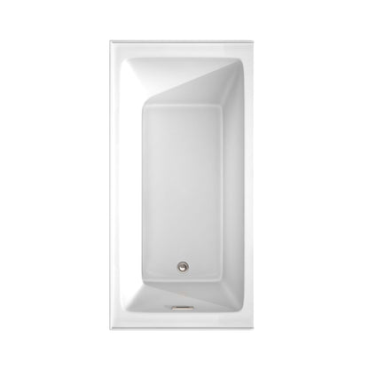 Wyndham Collection Grayley 60" x 30" Alcove Bathtub in White With Left-Hand Drain and Overflow Trim in Brushed Nickel