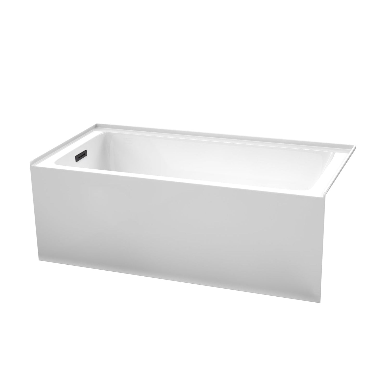 Wyndham Collection Grayley 60" x 30" Alcove Bathtub in White With Left-Hand Drain and Overflow Trim in Matte Black