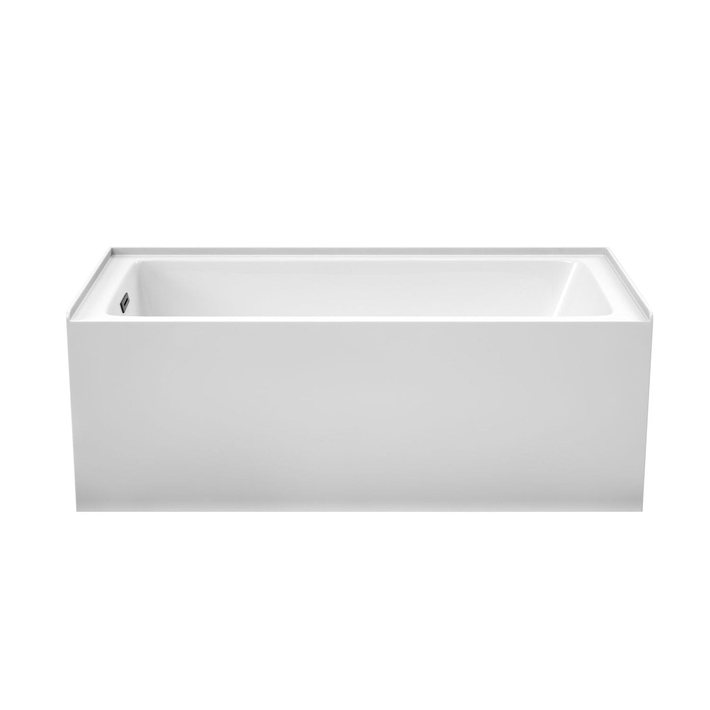 Wyndham Collection Grayley 60" x 30" Alcove Bathtub in White With Left-Hand Drain and Overflow Trim in Matte Black