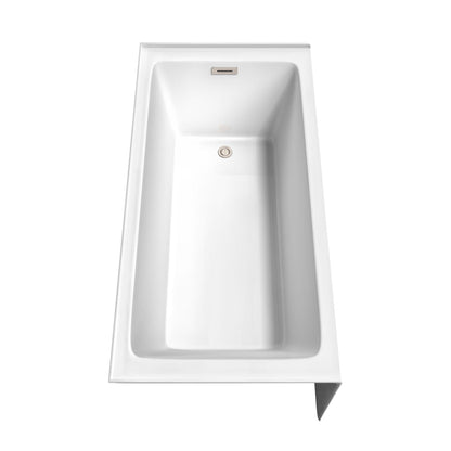 Wyndham Collection Grayley 60" x 30" Alcove Bathtub in White With Right-Hand Drain and Overflow Trim in Brushed Nickel