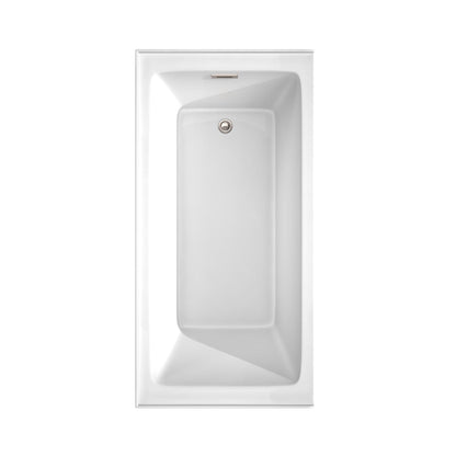 Wyndham Collection Grayley 60" x 30" Alcove Bathtub in White With Right-Hand Drain and Overflow Trim in Brushed Nickel