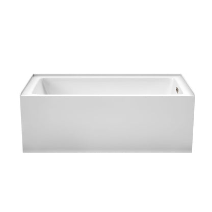 Wyndham Collection Grayley 60" x 30" Alcove Bathtub in White With Right-Hand Drain and Overflow Trim in Brushed Nickel