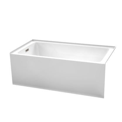 Wyndham Collection Grayley 60" x 32" Alcove Bathtub in White With Left-Hand Drain and Overflow Trim in Brushed Nickel