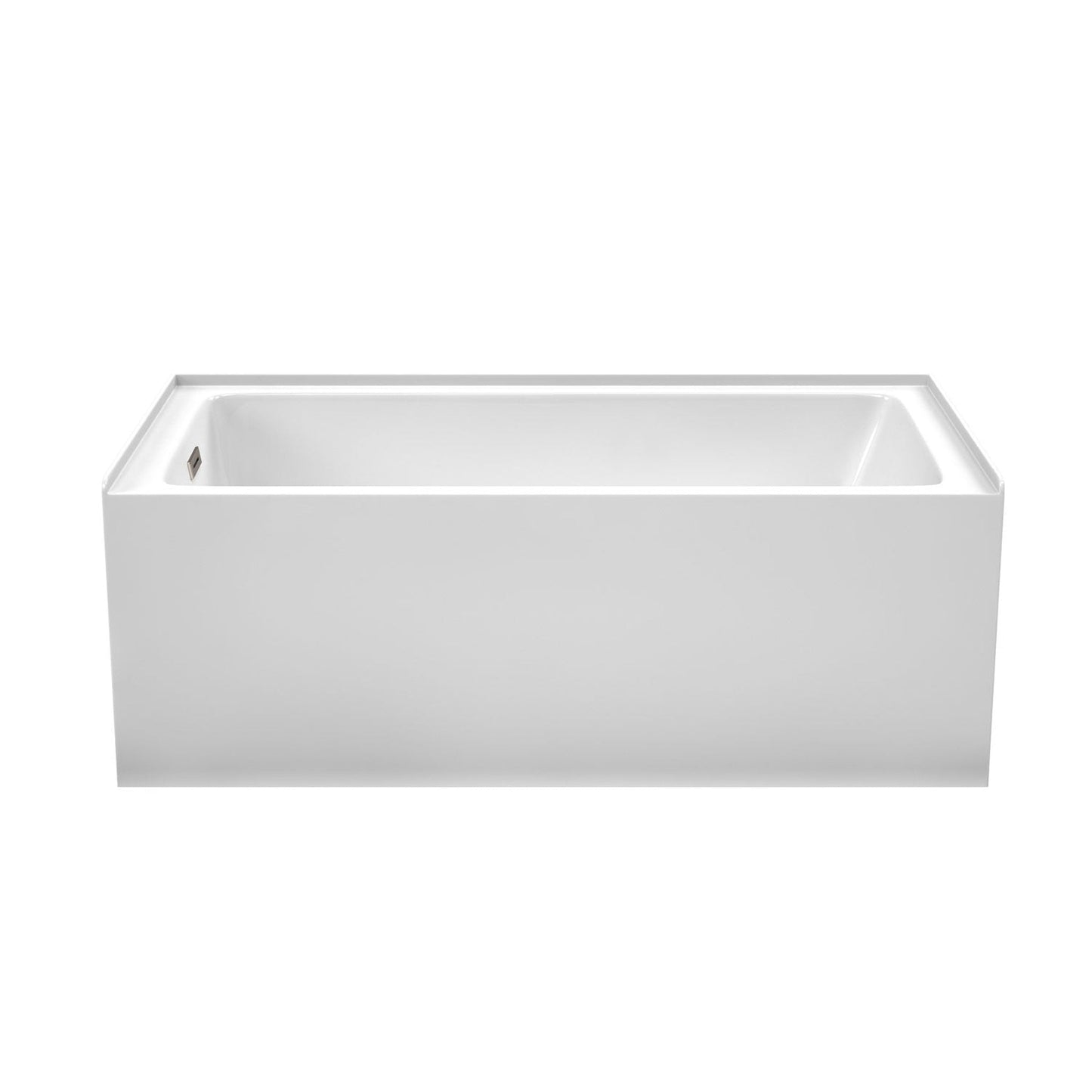 Wyndham Collection Grayley 60" x 32" Alcove Bathtub in White With Left-Hand Drain and Overflow Trim in Brushed Nickel