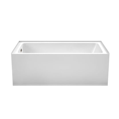 Wyndham Collection Grayley 60" x 32" Alcove Bathtub in White With Left-Hand Drain and Overflow Trim in Brushed Nickel