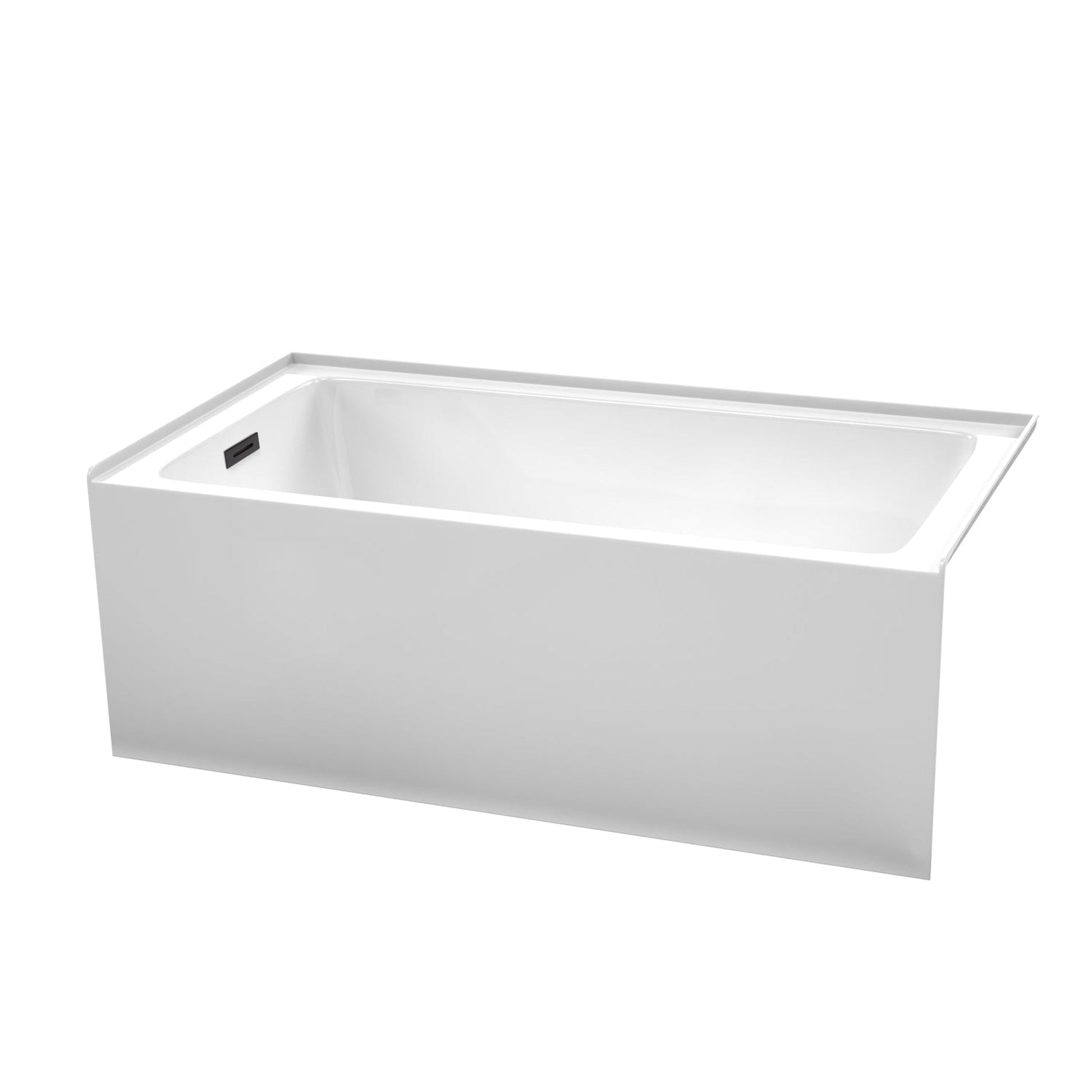 Wyndham Collection Grayley 60" x 32" Alcove Bathtub in White With Left-Hand Drain and Overflow Trim in Matte Black