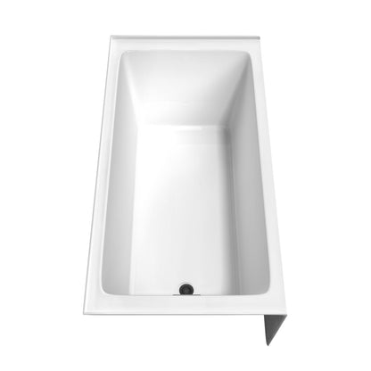 Wyndham Collection Grayley 60" x 32" Alcove Bathtub in White With Left-Hand Drain and Overflow Trim in Matte Black