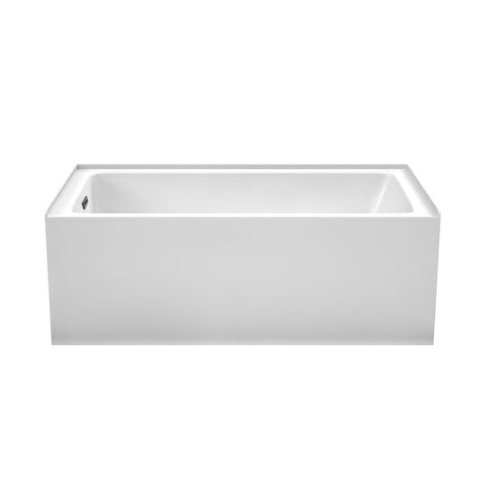 Wyndham Collection Grayley 60" x 32" Alcove Bathtub in White With Left-Hand Drain and Overflow Trim in Matte Black