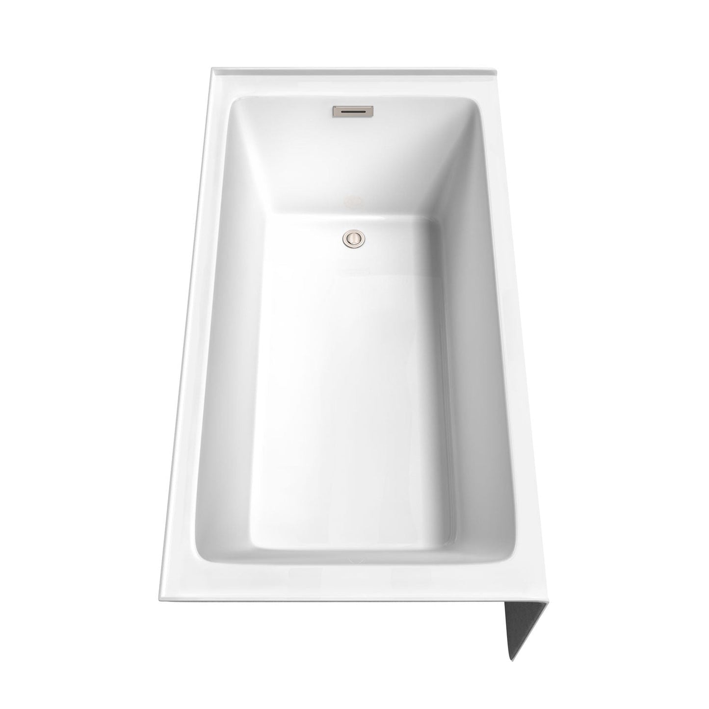 Wyndham Collection Grayley 60" x 32" Alcove Bathtub in White With Right-Hand Drain and Overflow Trim in Brushed Nickel