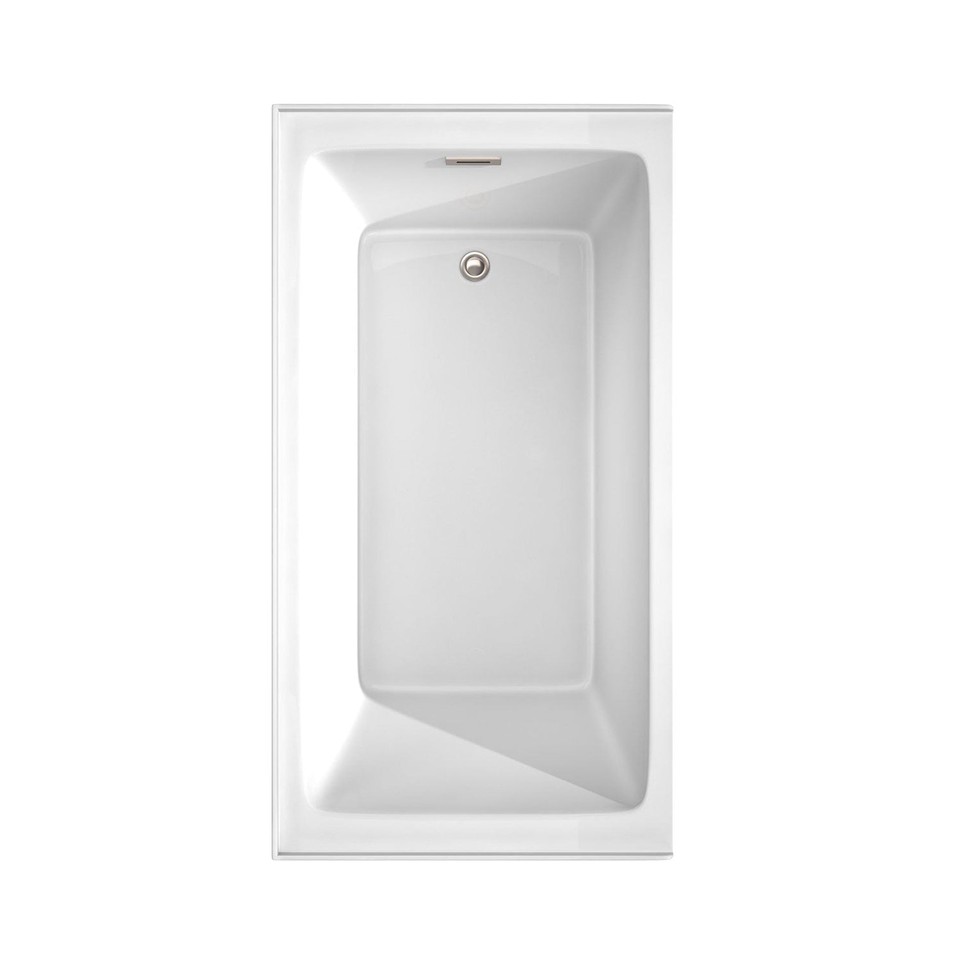 Wyndham Collection Grayley 60" x 32" Alcove Bathtub in White With Right-Hand Drain and Overflow Trim in Brushed Nickel