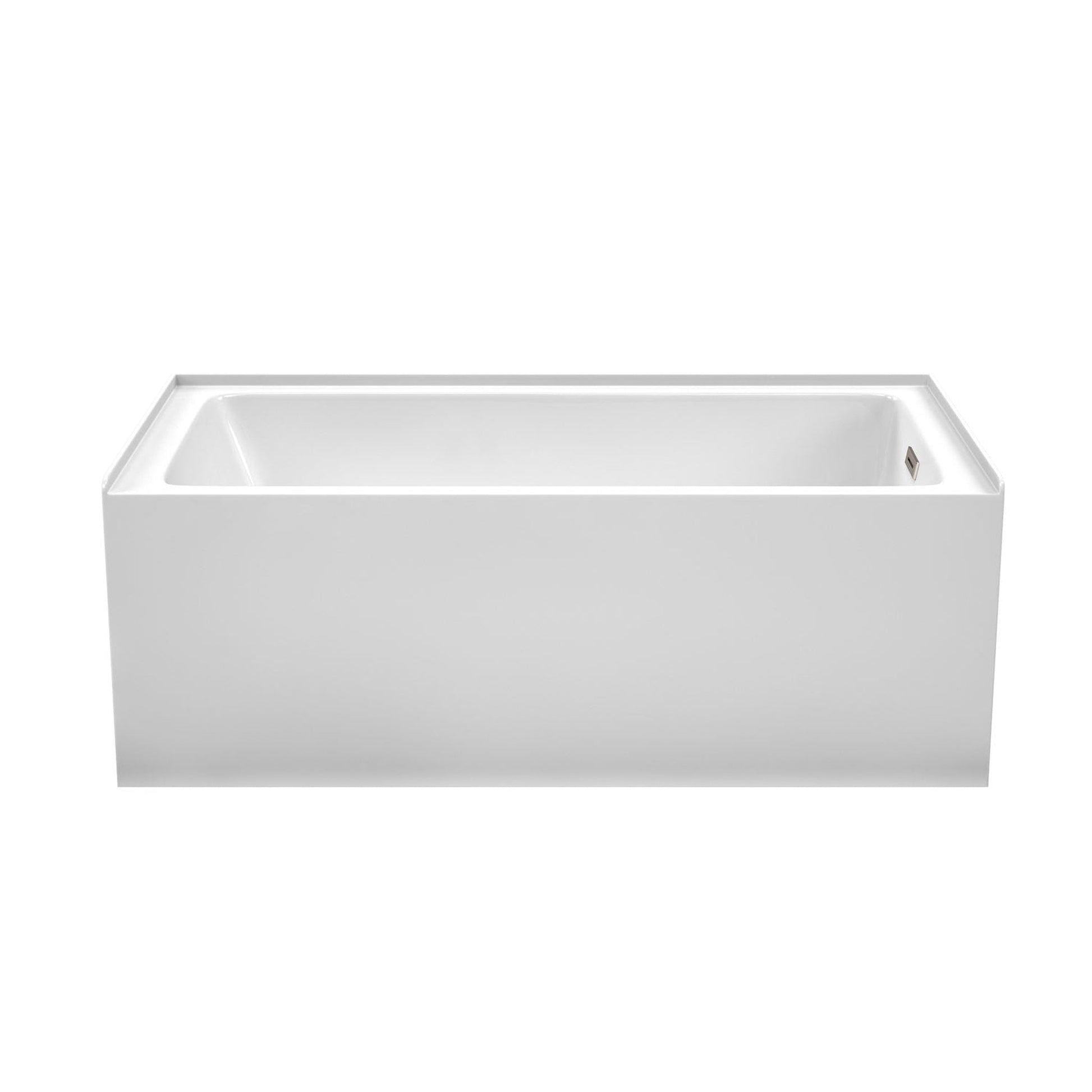 Wyndham Collection Grayley 60" x 32" Alcove Bathtub in White With Right-Hand Drain and Overflow Trim in Brushed Nickel