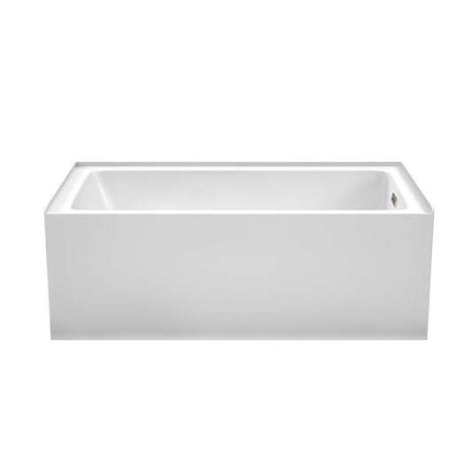 Wyndham Collection Grayley 60" x 32" Alcove Bathtub in White With Right-Hand Drain and Overflow Trim in Brushed Nickel