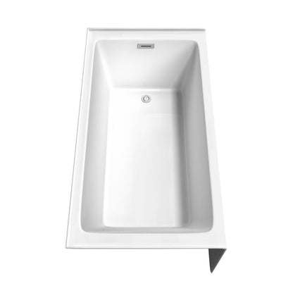 Wyndham Collection Grayley 60" x 32" Alcove Bathtub in White With Right-Hand Drain and Overflow Trim in Polished Chrome