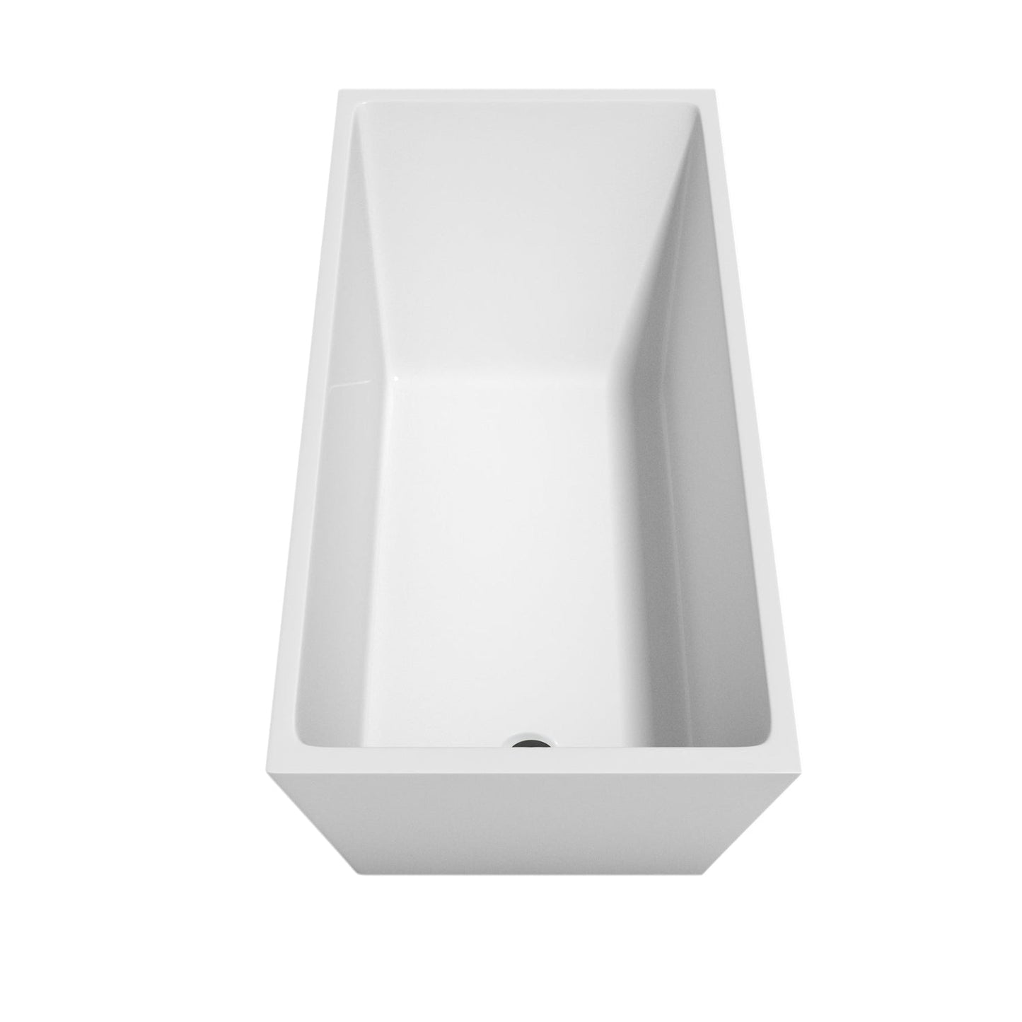 Wyndham Collection Hannah 59" Freestanding Bathtub in White With Floor Mounted Faucet, Drain and Overflow Trim in Matte Black