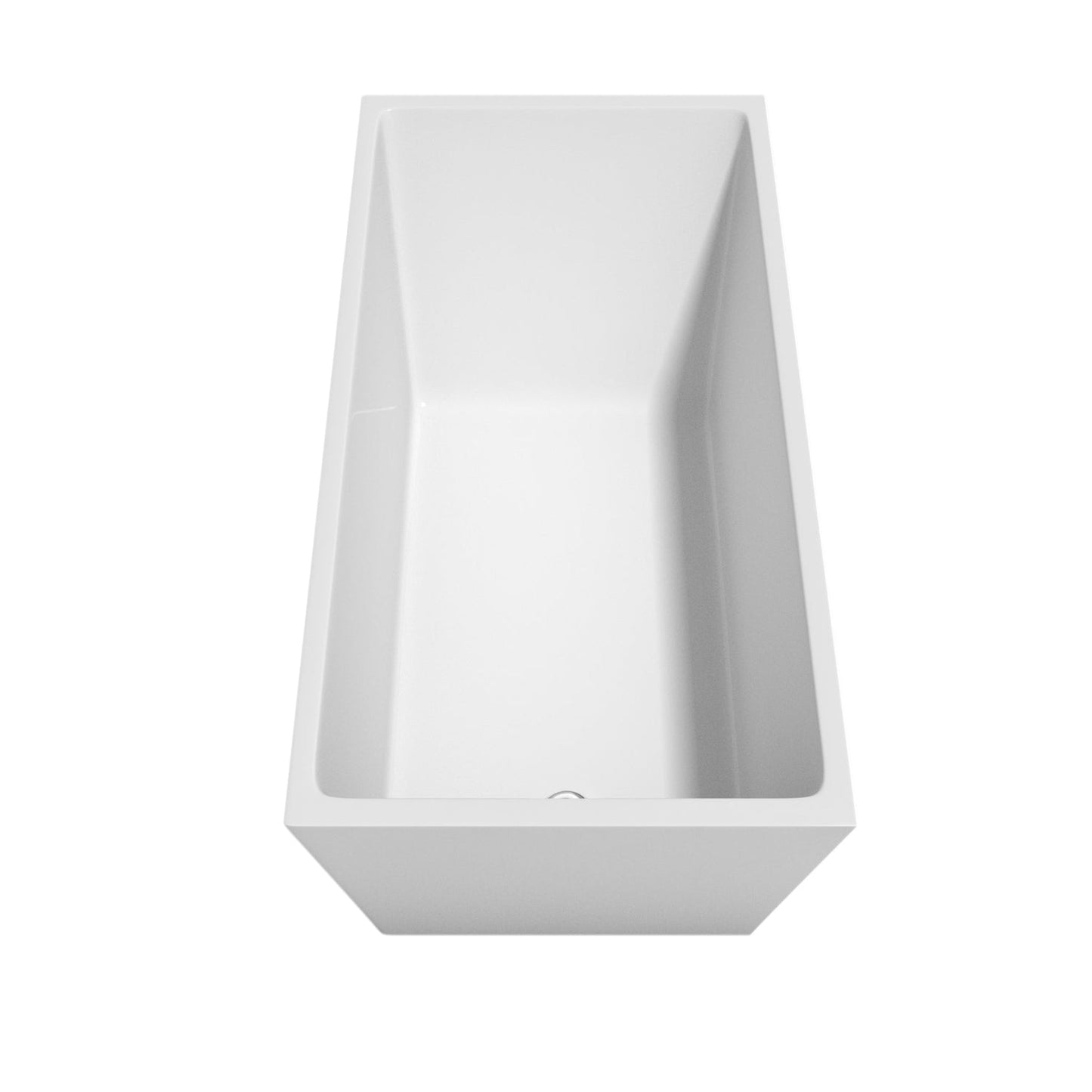 Wyndham Collection Hannah 59" Freestanding Bathtub in White With Floor Mounted Faucet, Drain and Overflow Trim in Polished Chrome