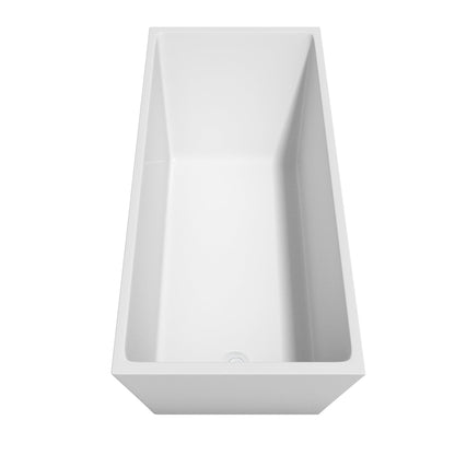 Wyndham Collection Hannah 67" Freestanding Bathtub in White With Shiny White Trim and Floor Mounted Faucet in Brushed Gold