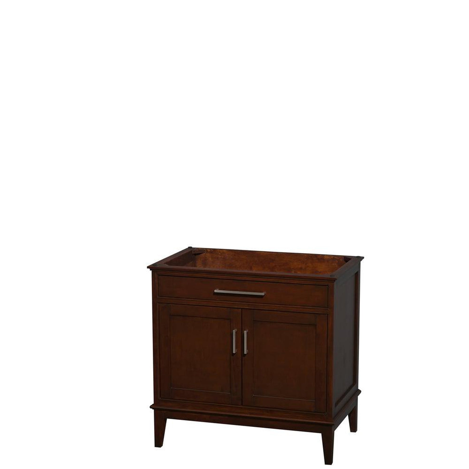 Wyndham Collection Hatton 36" Single Bathroom Vanity in Dark Chestnut, No Countertop, No Sink, and No Mirror