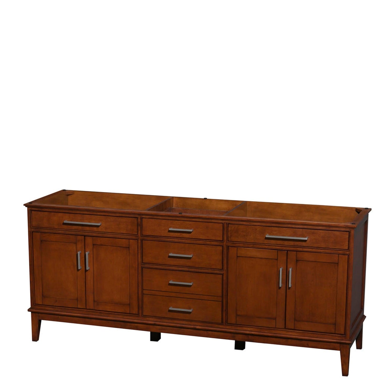 Wyndham Collection Hatton 80" Double Bathroom Vanity in Light Chestnut, No Countertop, No Sinks, and No Mirror