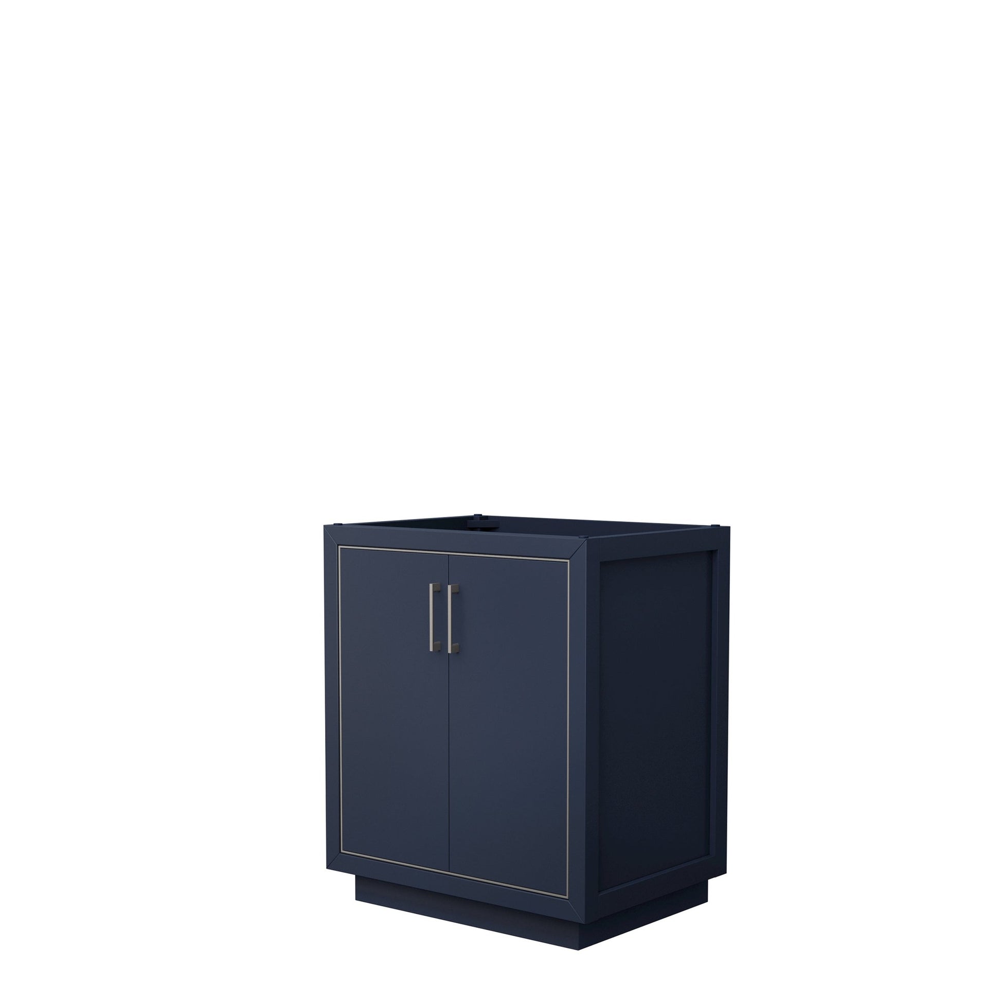 Wyndham Collection Icon 30" Single Bathroom Vanity in Dark Blue, No Countertop, No Sink, Brushed Nickel Trim