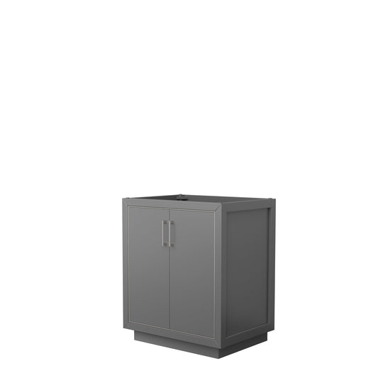 Wyndham Collection Icon 30" Single Bathroom Vanity in Dark Gray, No Countertop, No Sink, Brushed Nickel Trim