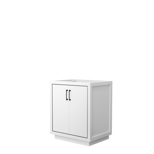 Wyndham Collection Icon 30" Single Bathroom Vanity in White, No Countertop, No Sink, Matte Black Trim