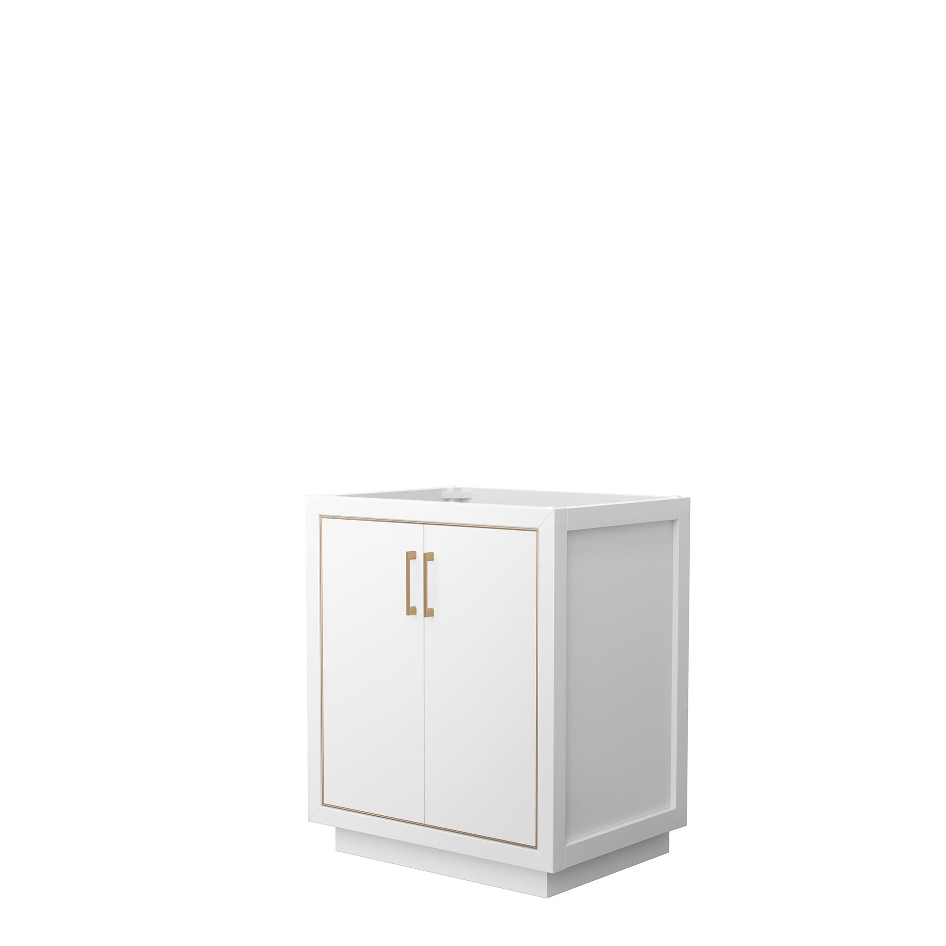 Wyndham Collection Icon 30" Single Bathroom Vanity in White, No Countertop, No Sink, Satin Bronze Trim