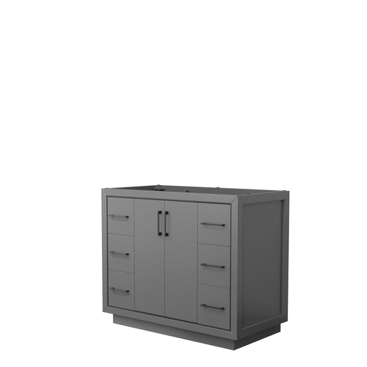 Wyndham Collection Icon 42" Single Bathroom Vanity in Dark Gray, No Countertop, No Sink, Matte Black Trim