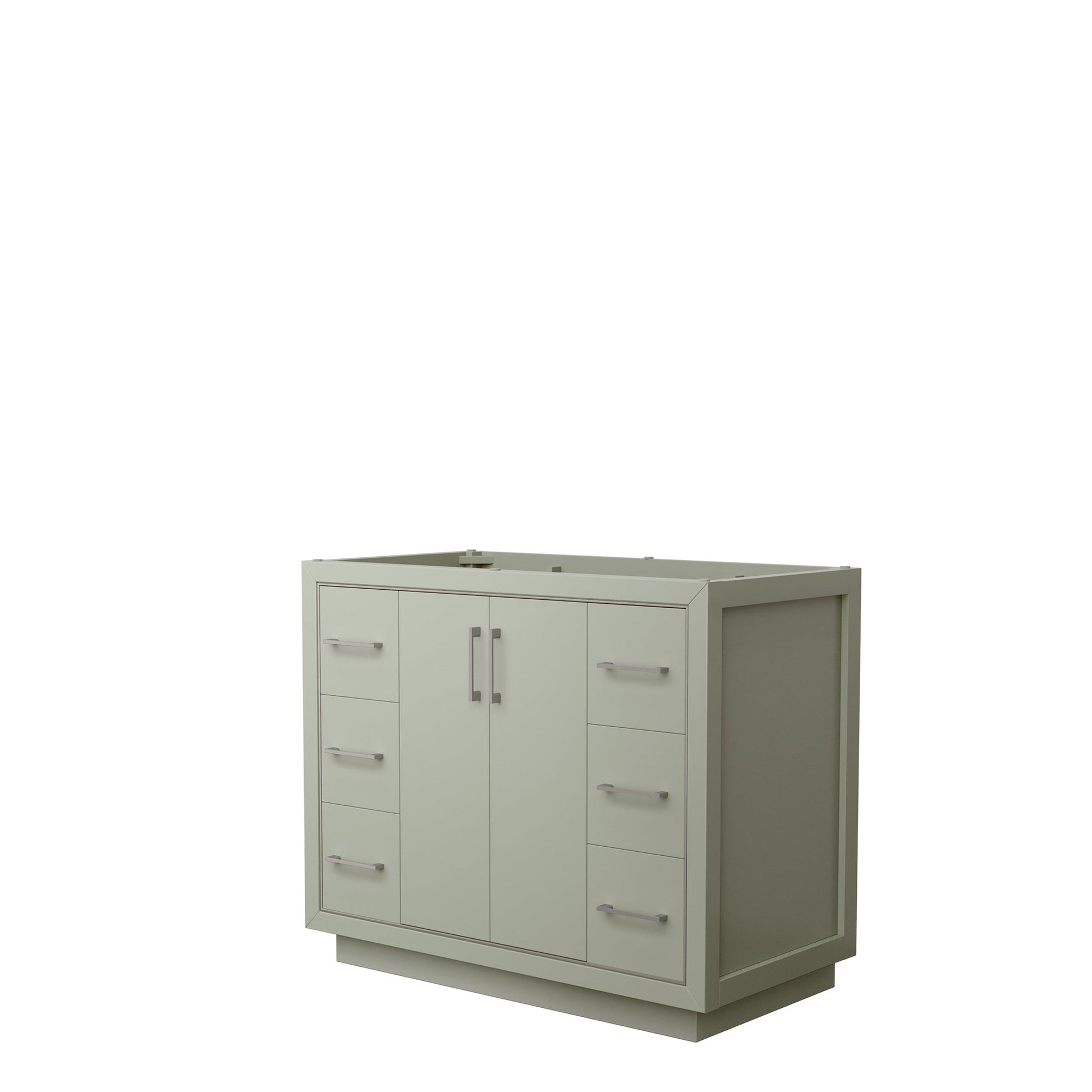 Wyndham Collection Icon 42" Single Bathroom Vanity in Light Green, No Countertop, No Sink, Brushed Nickel Trim