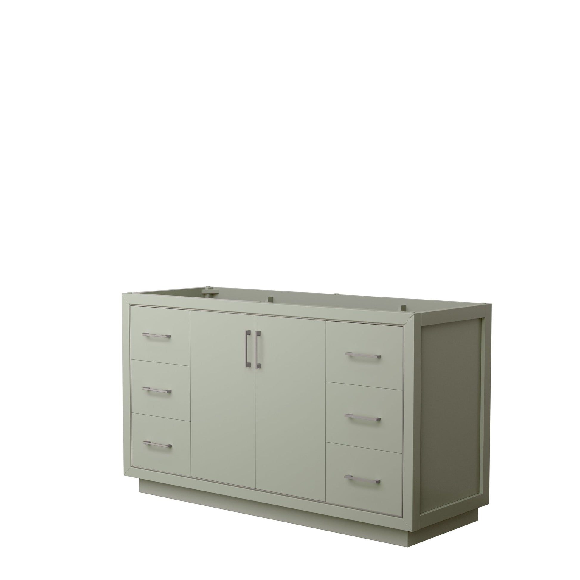 Wyndham Collection Icon 60" Single Bathroom Vanity in Light Green, No Countertop, No Sink, Brushed Nickel Trim