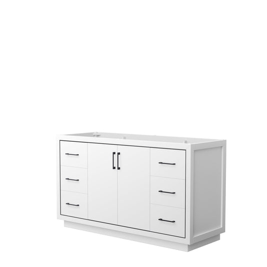 Wyndham Collection Icon 60" Single Bathroom Vanity in White, No Countertop, No Sink, Matte Black Trim