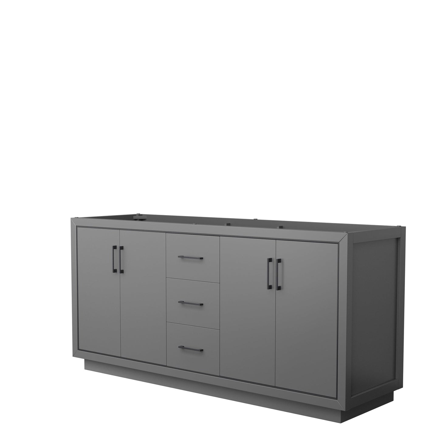 Wyndham Collection Icon 72" Double Bathroom Vanity in Dark Gray, No Countertop, No Sink, Matte Black Trim