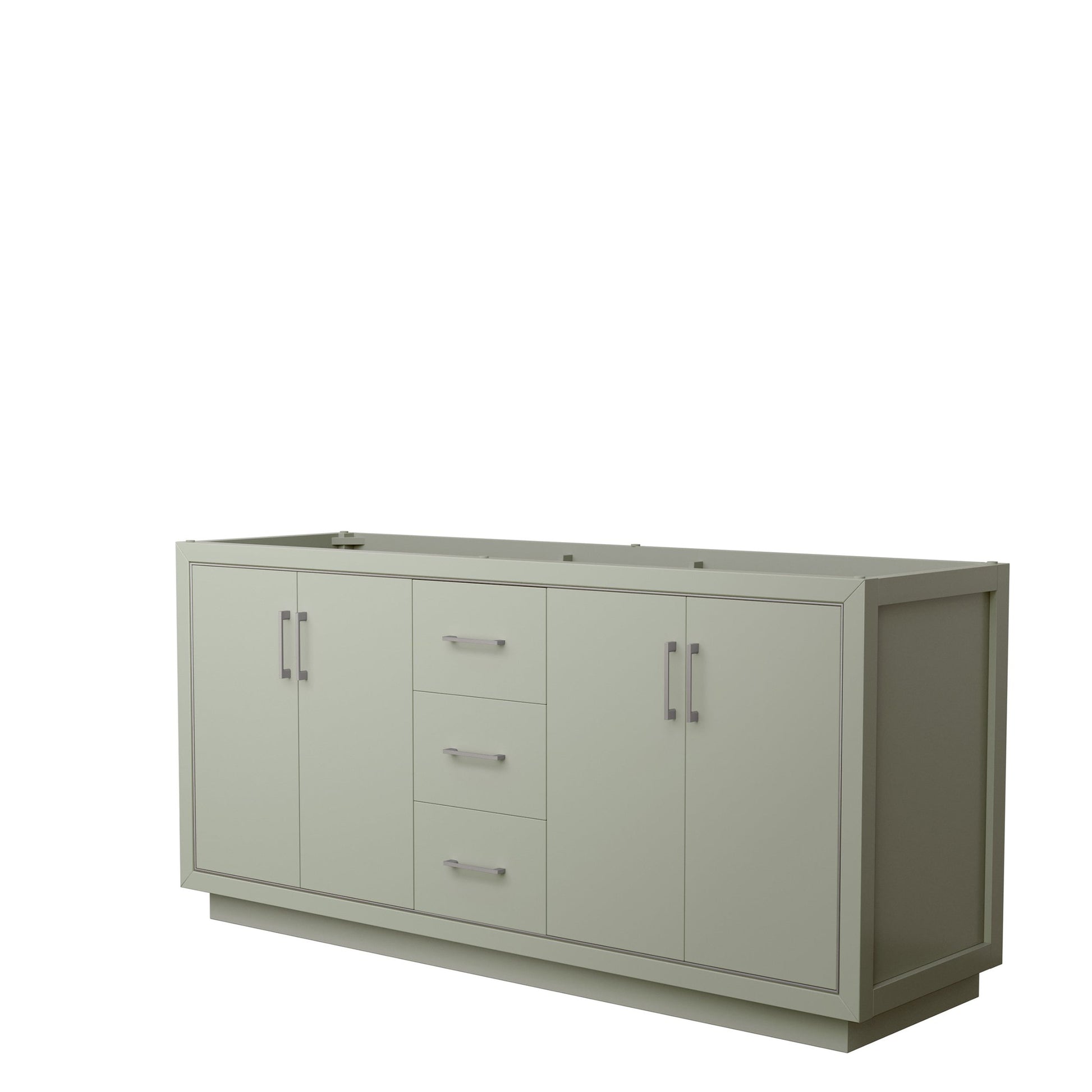 Wyndham Collection Icon 72" Double Bathroom Vanity in Light Green, No Countertop, No Sink, Brushed Nickel Trim