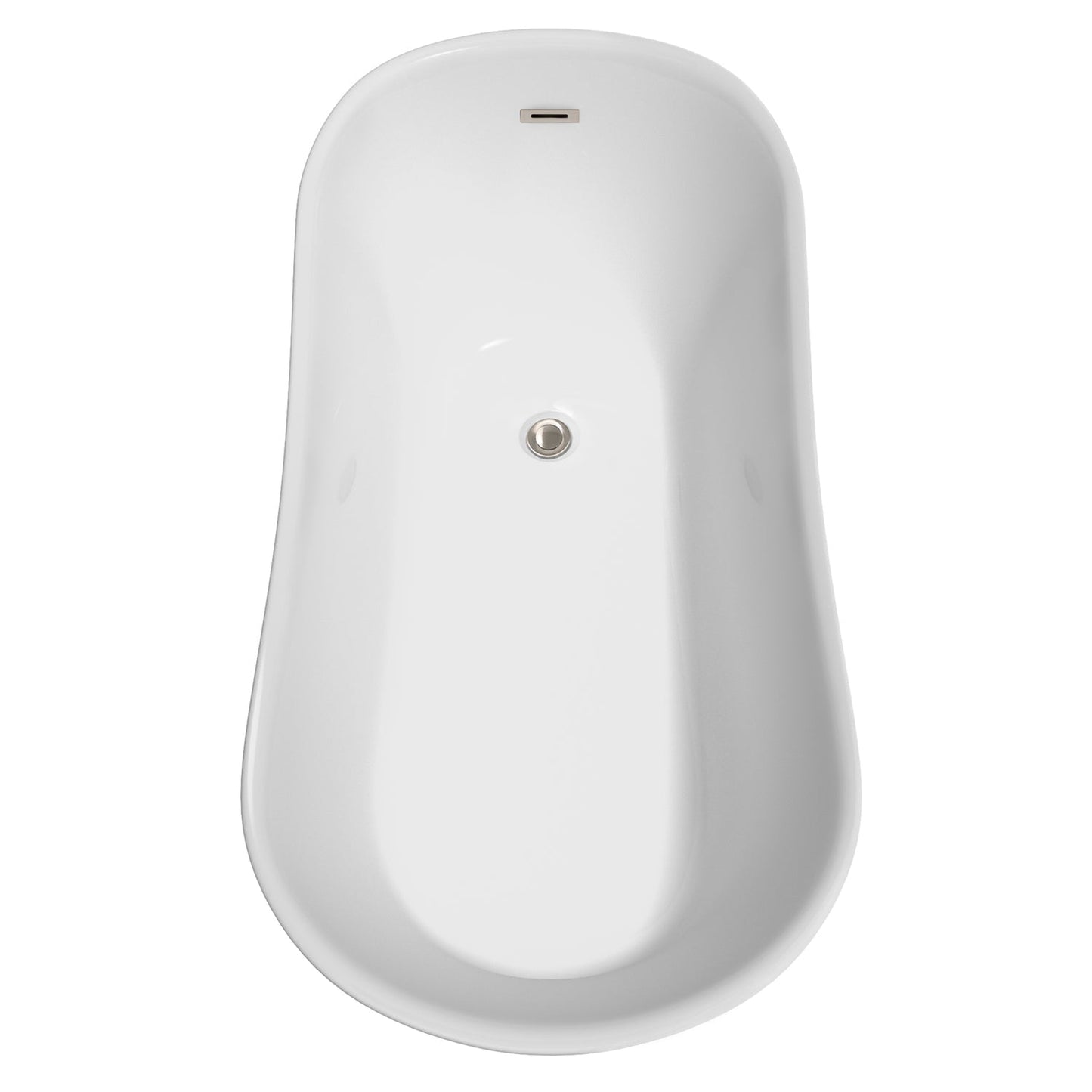 Wyndham Collection Janice 67" Freestanding Bathtub in White With Brushed Nickel Drain and Overflow Trim