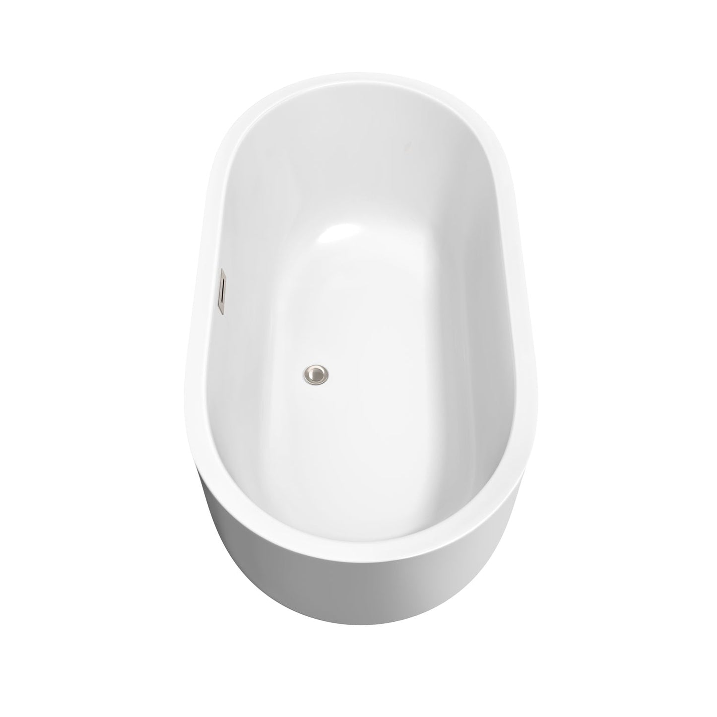 Wyndham Collection Juliette 60" Freestanding Bathtub in White With Brushed Nickel Drain and Overflow Trim