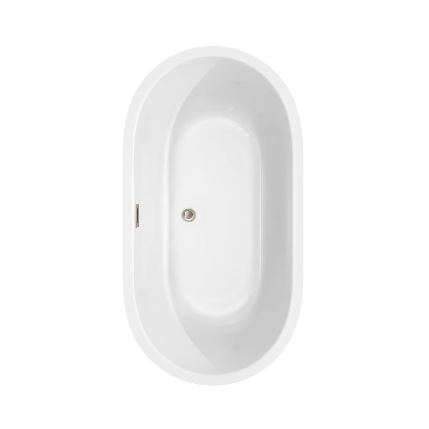 Wyndham Collection Juliette 60" Freestanding Bathtub in White With Brushed Nickel Drain and Overflow Trim