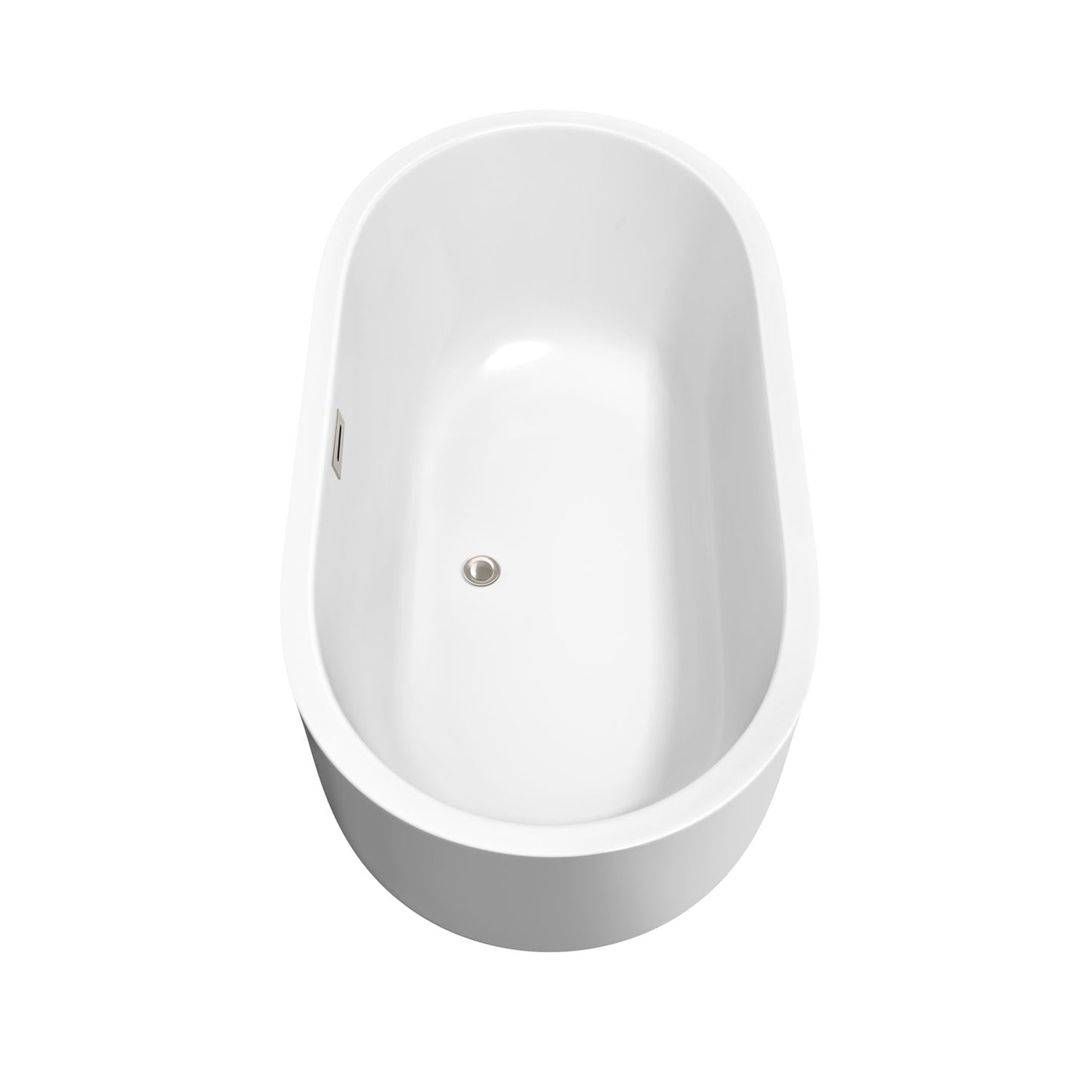 Wyndham Collection Juliette 60" Freestanding Bathtub in White With Floor Mounted Faucet, Drain and Overflow Trim in Brushed Nickel