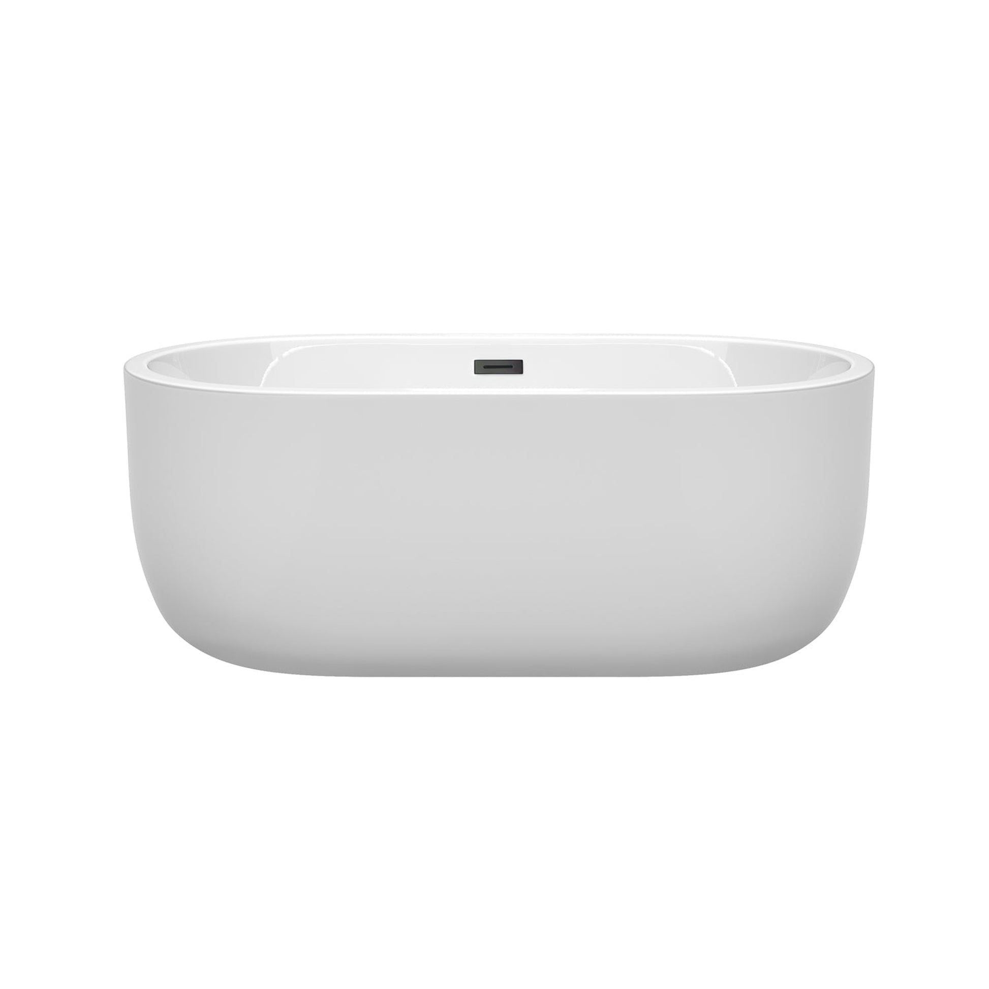 Wyndham Collection Juliette 60" Freestanding Bathtub in White With Matte Black Drain and Overflow Trim