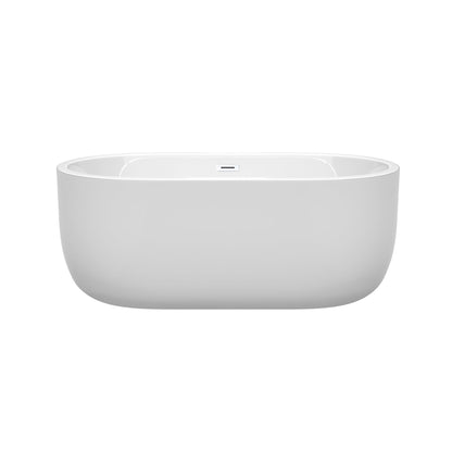 Wyndham Collection Juliette 60" Freestanding Bathtub in White With Shiny White Drain and Overflow Trim