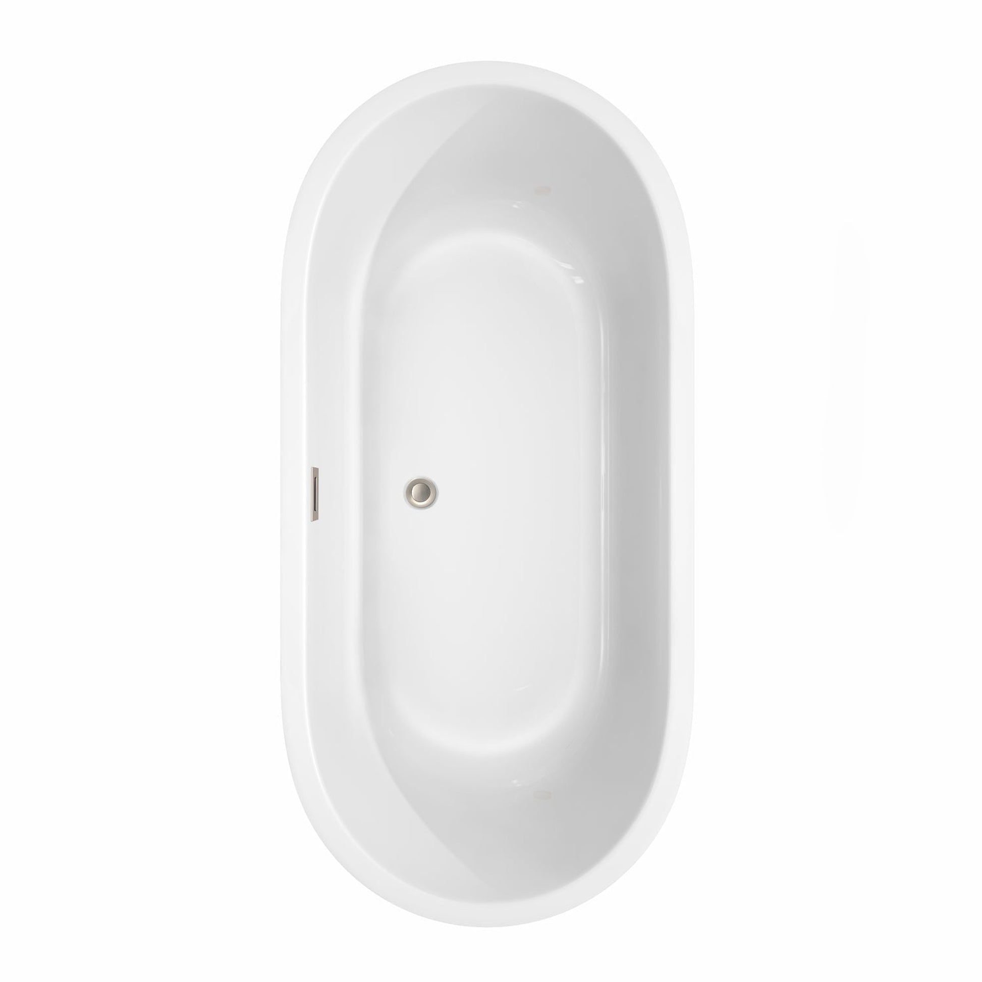 Wyndham Collection Juliette 67" Freestanding Bathtub in White With Brushed Nickel Drain and Overflow Trim