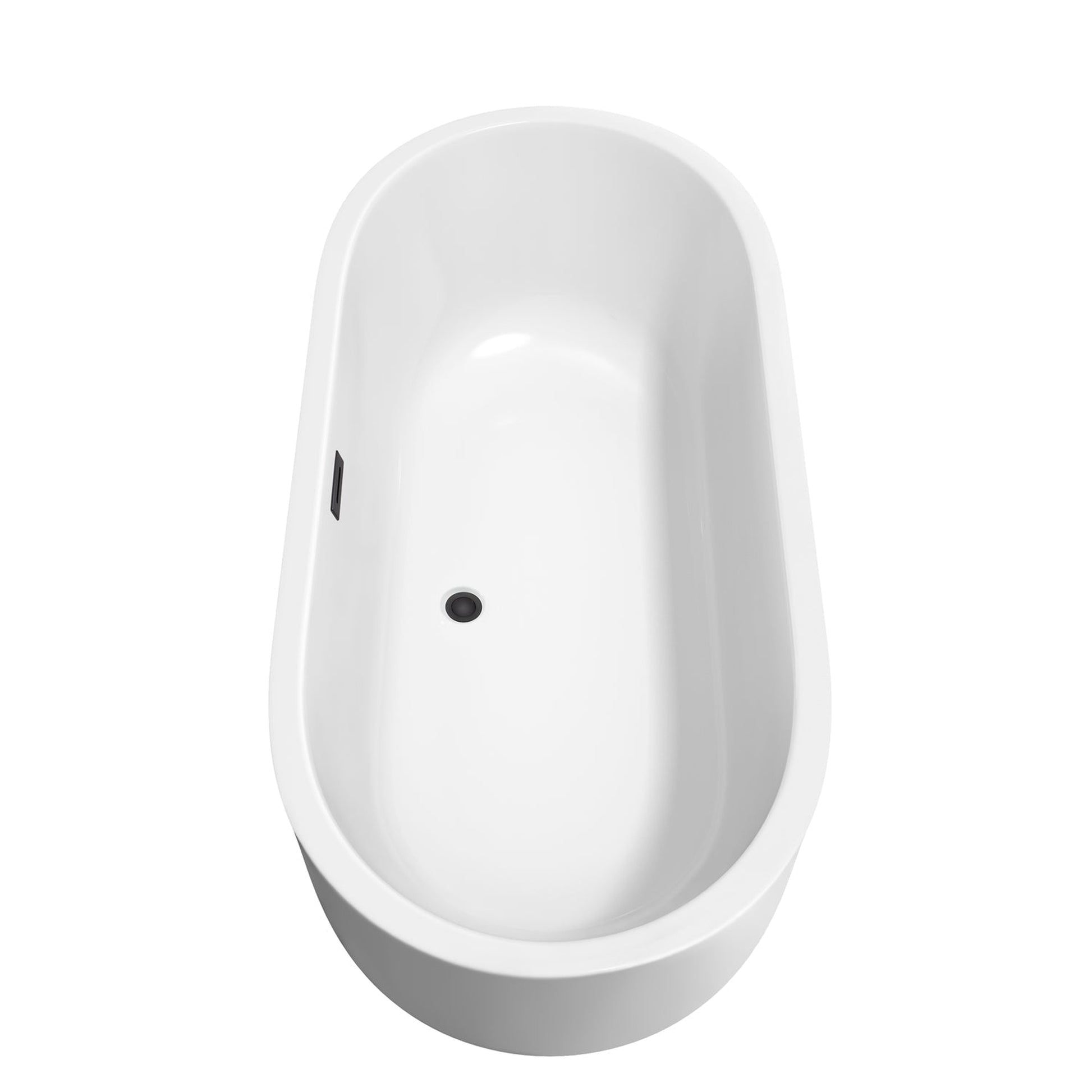 Wyndham Collection Juliette 67" Freestanding Bathtub in White With Matte Black Drain and Overflow Trim