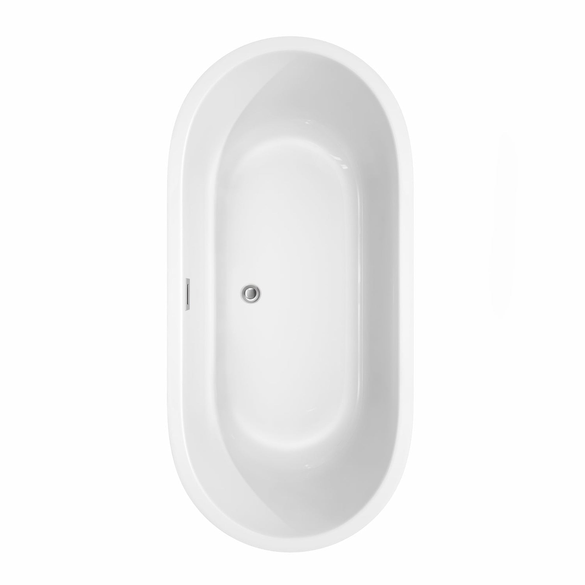 Wyndham Collection Juliette 67" Freestanding Bathtub in White With Polished Chrome Drain and Overflow Trim