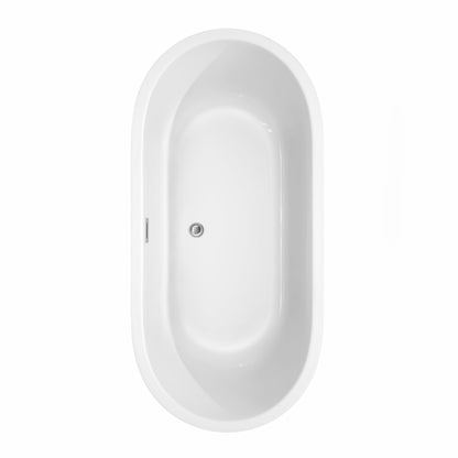 Wyndham Collection Juliette 67" Freestanding Bathtub in White With Polished Chrome Drain and Overflow Trim