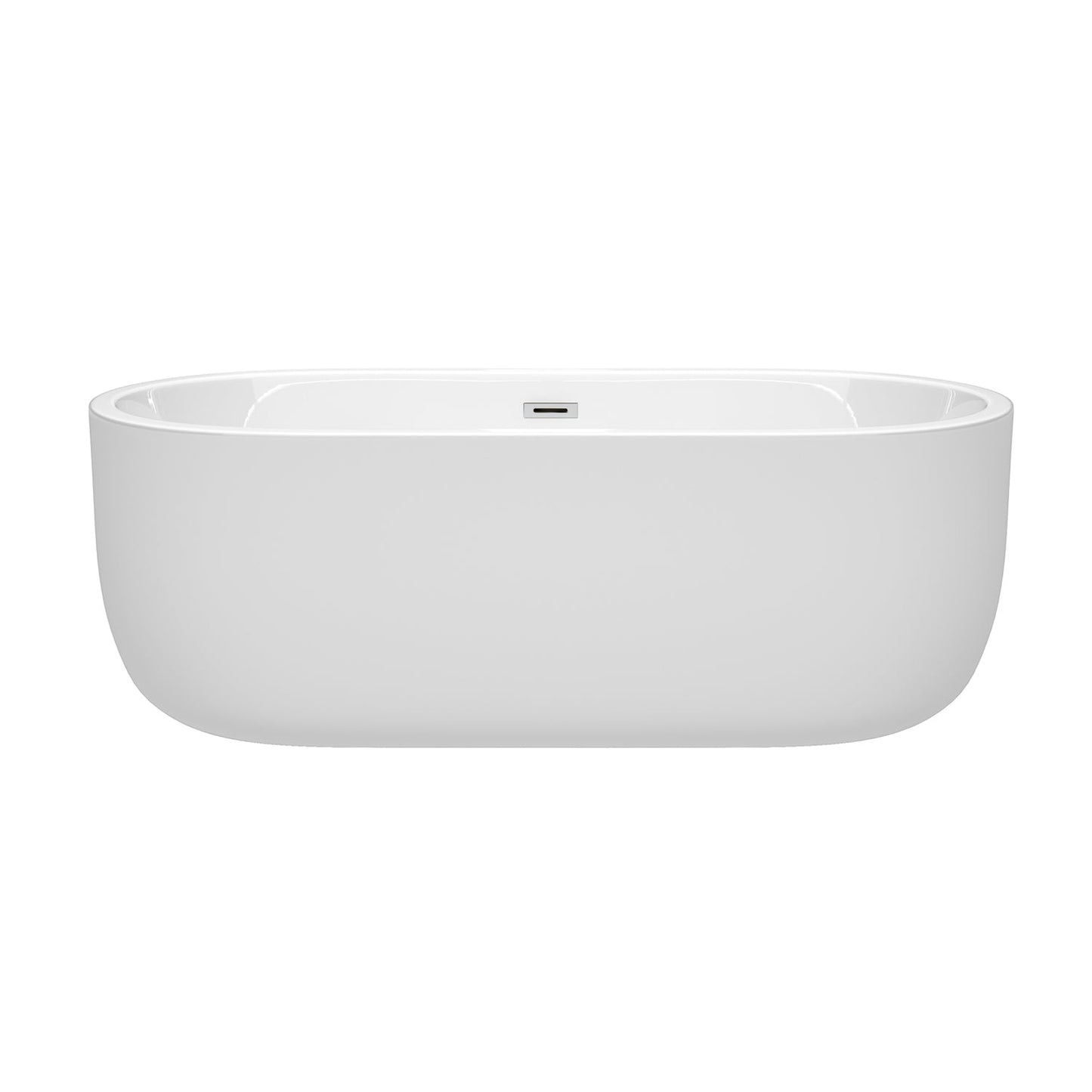 Wyndham Collection Juliette 67" Freestanding Bathtub in White With Polished Chrome Drain and Overflow Trim