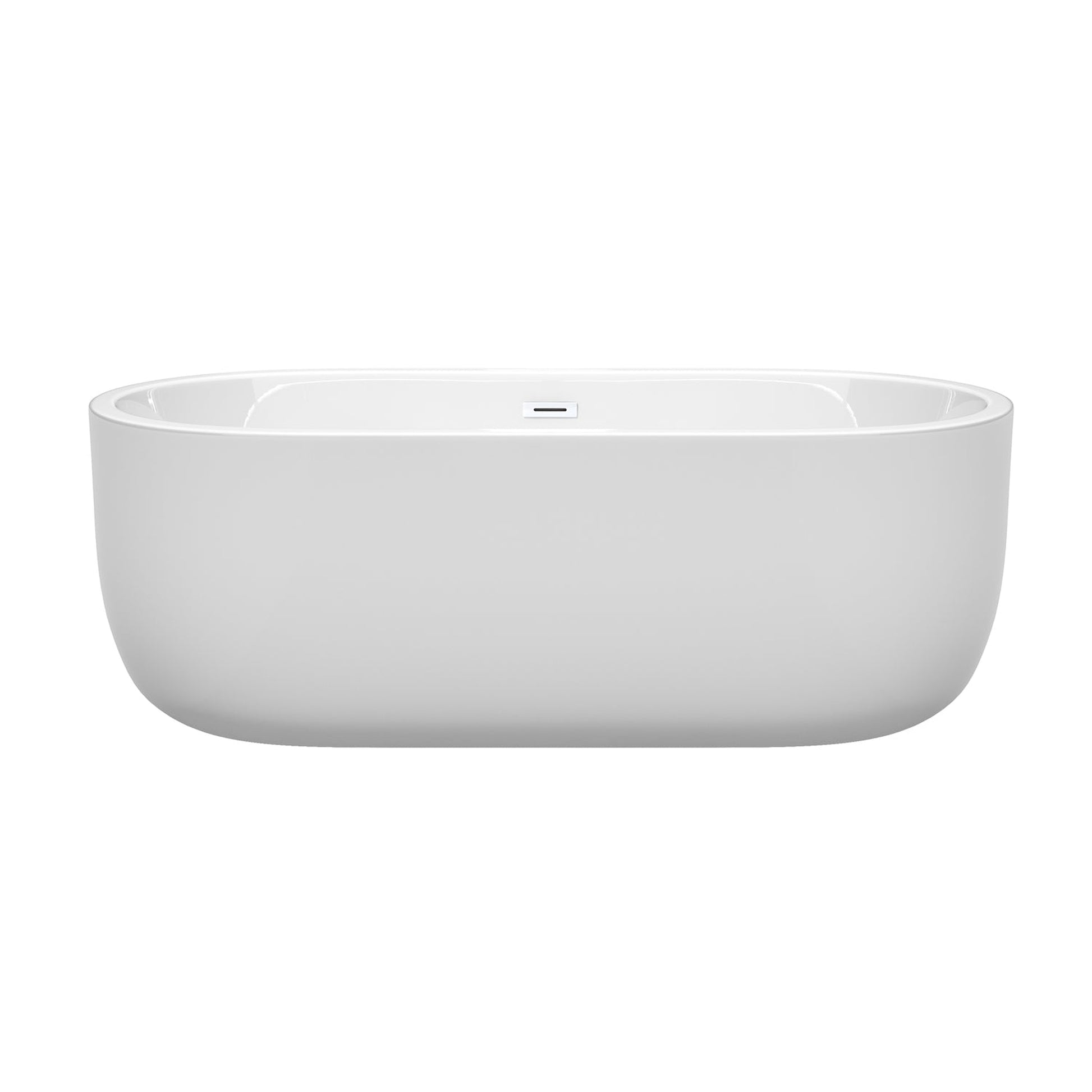 Wyndham Collection Juliette 67" Freestanding Bathtub in White With Shiny White Drain and Overflow Trim