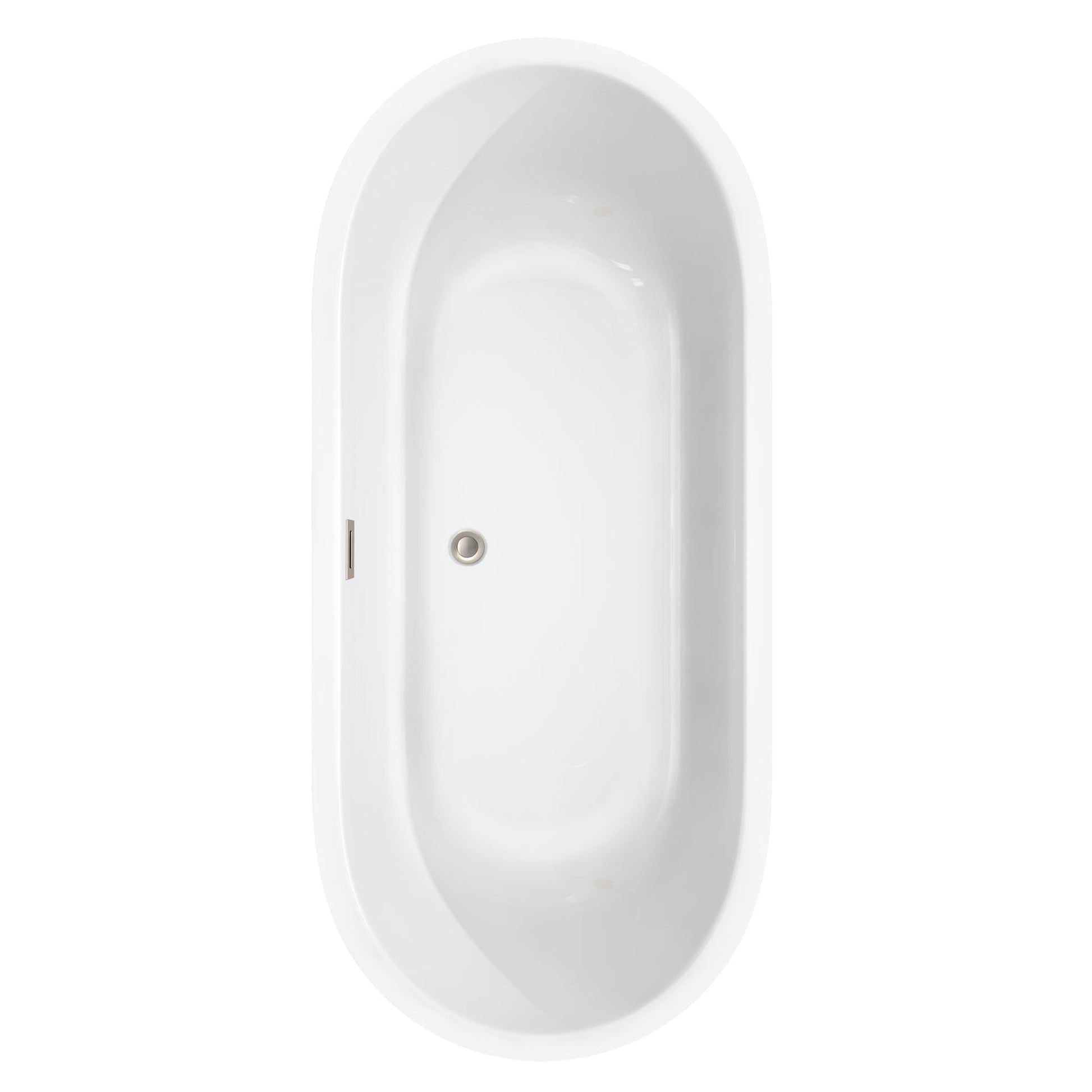 Wyndham Collection Juliette 71" Freestanding Bathtub in White With Brushed Nickel Drain and Overflow Trim